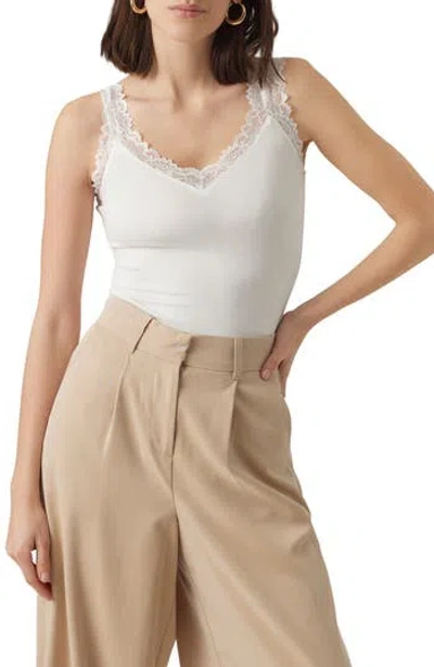 Vero Moda Rosa Lace Trim Tank In White