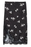 Vero Moda Rose Print Lace Hem Skirt In Black