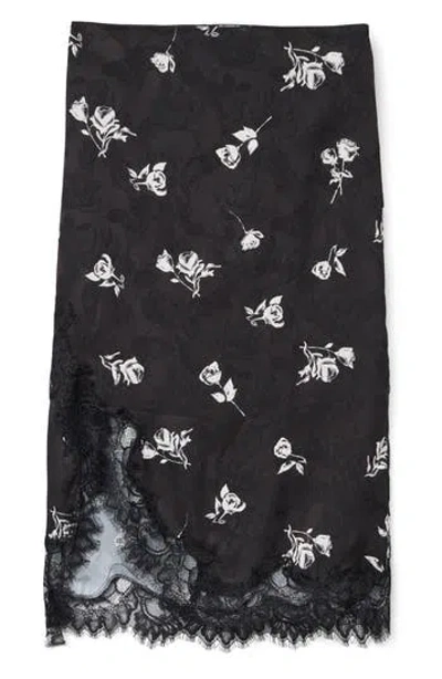 Vero Moda Rose Print Lace Hem Skirt