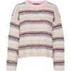 Vero Moda Striped Volume Sleeve Sweater In Pink