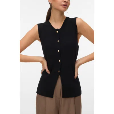 Vero Moda Saba Button Front Sweater Vest In Black