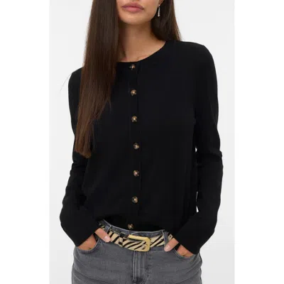 Vero Moda Saba Stripe Crop Cardigan In Black