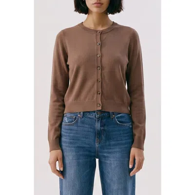 Vero Moda Saba Stripe Crop Cardigan In Brown