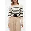 Vero Moda Saba Stripe Sweater In Birch Stripes Black