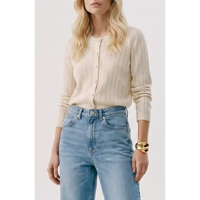 Vero Moda Sally Organic Cotton Pointelle Cardigan In Neutral
