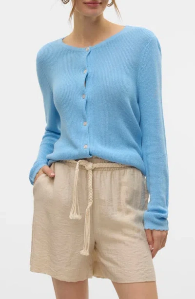 Vero Moda Scallop Cardigan In Airy Blue