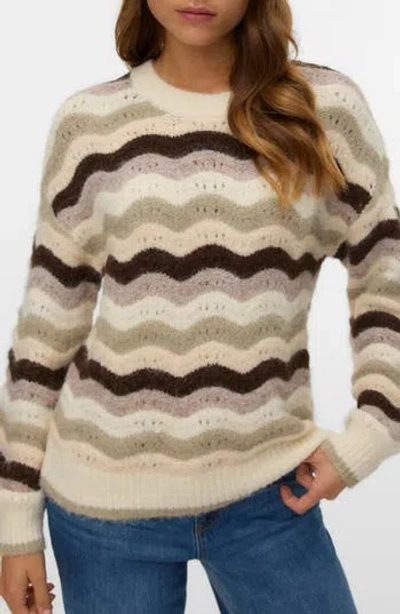Vero Moda Scallop Open Knit Sweater In Multi
