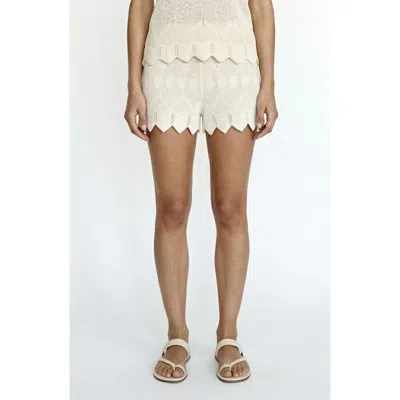 Vero Moda Seashell Sands Pointelle Scallop Trim Mini Shorts In Brown