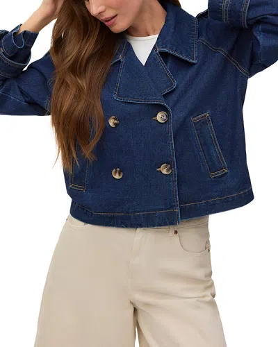 Vero Moda Short Denim Trench Coat In Blue