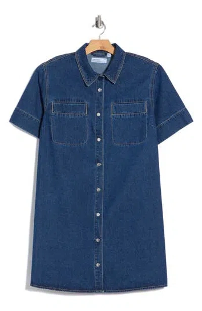 Vero Moda Short Sleeve Denim Shirtdress In Blue
