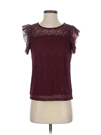 Pre-owned Vero Moda Short Sleeve Top Burgundy Ruffles Neckline Tops