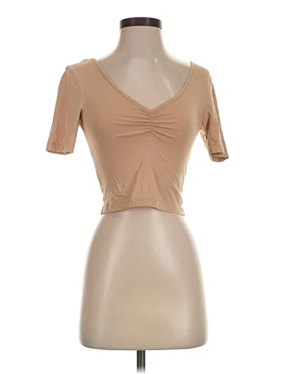 Pre-owned Vero Moda Short Sleeve Top Tan Sweetheart Neckline Tops