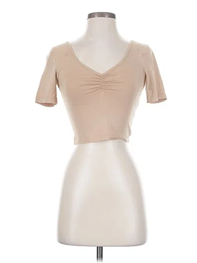 Pre-owned Vero Moda Short Sleeve Top Tan Sweetheart Neckline Tops In Brown