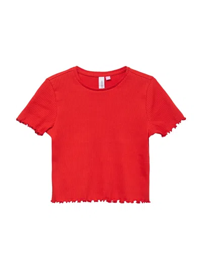 Vero Moda Short Sleeved Cropped Top In Fiery Red