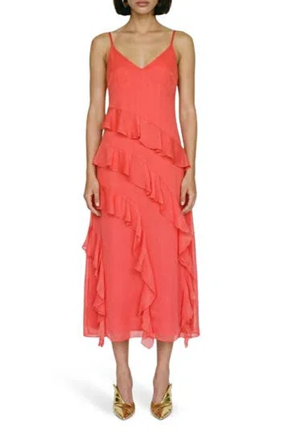 Vero Moda Smilla Ruffle Midi Dress In Pink