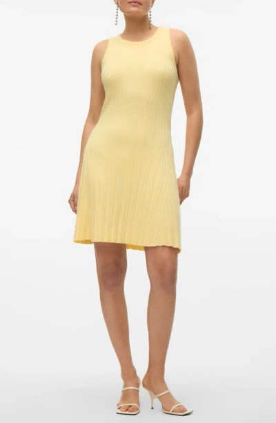 Vero Moda Stephanie Rib Sleeveless Minidress In Mellow Yellow