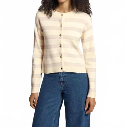 Vero Moda Stripe Button Cardigan In Ecru In Neutral
