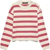 Vero Moda Stripe Button Shoulder Crop Sweater In Multi