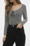 Vero Moda Stripe Jacquard Rosette Knit Top
