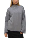 Vero Moda Striped Mock Neck Sweater In Navy Blaze