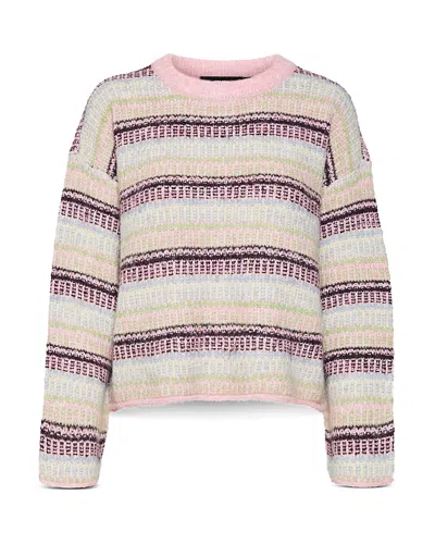 Vero Moda Striped Volume Sleeve Sweater In Fuchsia Pink