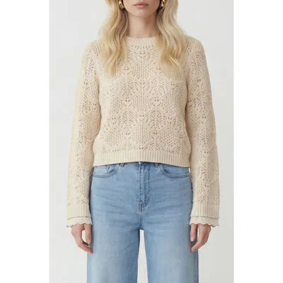 Vero Moda Susana Pointelle Cotton Blend Sweater In Brown
