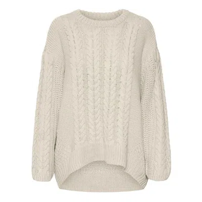 Vero Moda Sweater Women's Beige Cable-knit Long Sleeve Oversized Pall328