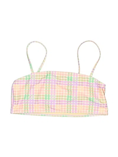 Pre-owned Vero Moda Swimsuit Top Pink Checkered/gingham Pattern Swimwear