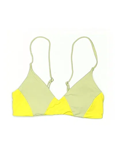 Pre-owned Vero Moda Swimsuit Top Yellow Color Block Pattern Swimwear