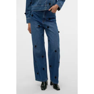Vero Moda Taylor Embellished Loose Baggy Jeans In Blue