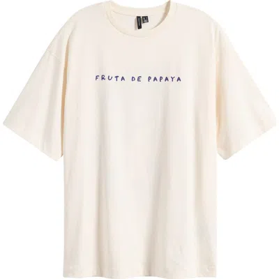 Vero Moda Taz Hailey Papaya Cotton Graphic T-shirt In White