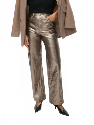 Vero Moda Tessa Coated Wide-leg Jeans In Greige In Silver
