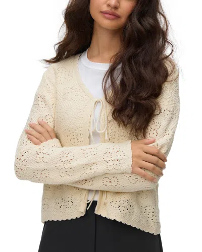 Vero Moda Tie Front Long Sleeve V Neck Cardigan In Multi