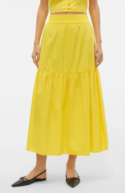 Vero Moda Tiered Maxi Skirt In Lemon Zest