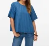 Vero Moda Striped Tie Blouse In Blue