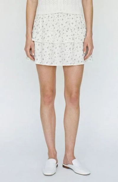 Vero Moda Trine Floral Tiered Organic Cotton Miniskirt In White