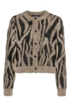 Vero Moda Valentina Animal Stripe Button Front Cardigan In Silver Mink Detail