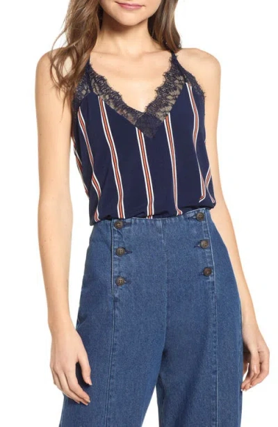 Vero Moda Vera Moda Vmmila Lace Trim Stripe Top In Blue