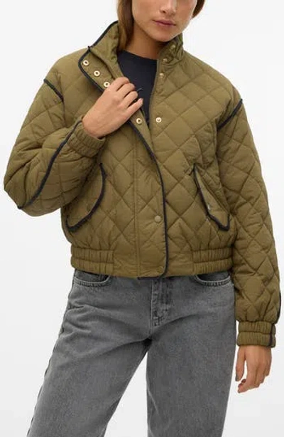 Vero Moda Vilma Quilted Crop Bomber Jacket In Capers