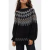 Vero Moda Visti Fair Isle Pullover Sweater In Black