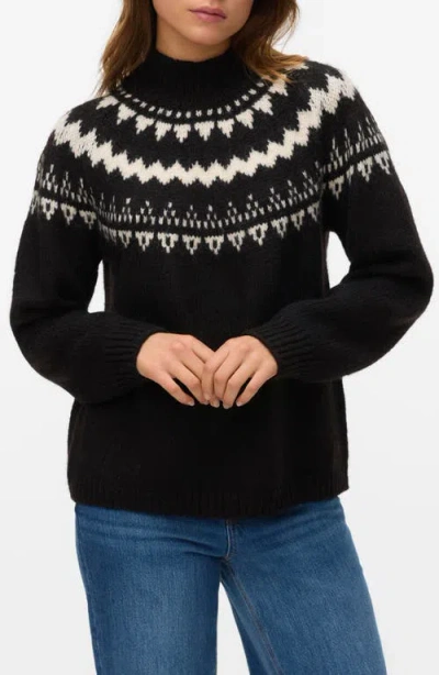Vero Moda Vivian Fair Isle Sweater In Black