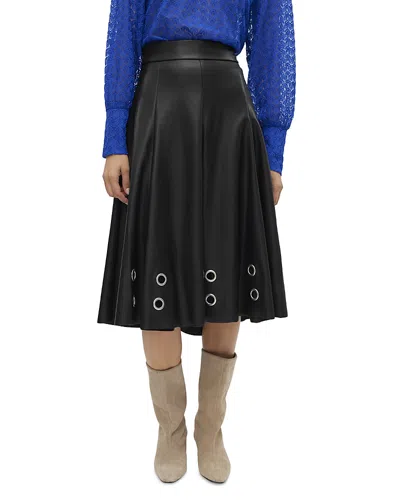 Vero Moda Vmemmy Faux Leather Eyelet Trim Skirt In Black Deta