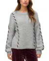 Vero Moda Vmilina Long Sleeve Handstitch Pullover Sweater In Gray