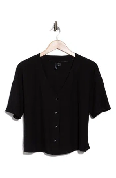 Vero Moda Vmjesmilo Short Sleeve Button-up Shirt In Black