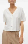 Vero Moda Vmjesmilo Short Sleeve Button-up Shirt In Snow White