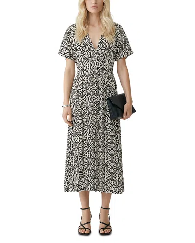 Vero Moda Vmmenny Ss 7/8 V Neck Dress In Multi