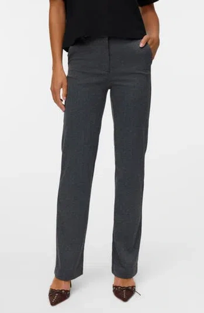 Vero Moda Vmzamira Mid Waist Trousers In Gray