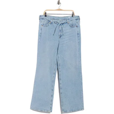 Vero Moda Wide Leg Belted Jeans In Blue