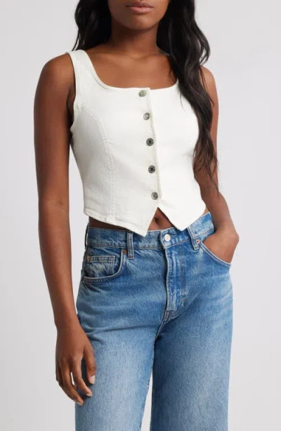 Vero Moda Wild Alinia Denim Corset Top In White