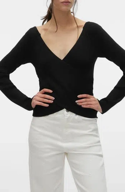 Vero Moda Willow Crisscross Pullover Sweater In Black
